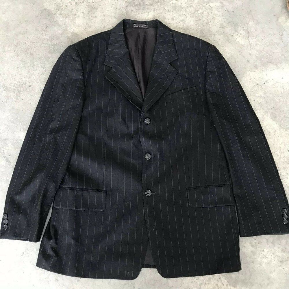 Claudio Morelli Black Pinstripe Wool Blend Blazer Jacket Sport Coat A6 42R 42 R